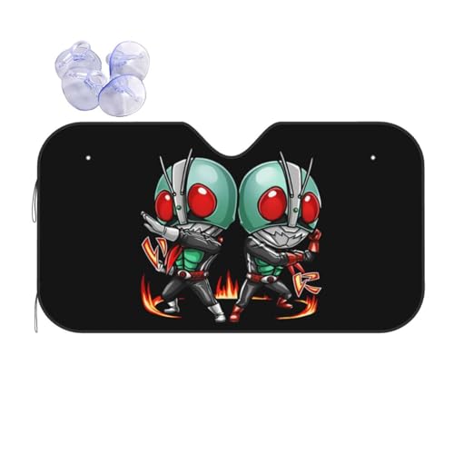 車用サンシェード 仮面ライダー 1号 フロントサンシェード 日除け 軽自動車 吸盤 UVカット 車窓日よけ 紫外線カット 日焼け防止 簡単取り付け 車用品 130x70cm