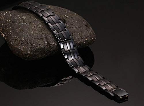 Medical energy bracelet with pure germanium stone for disposal of negative electrical charges in the body and balance of men with a frame of stainless steel- black