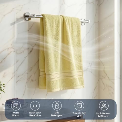 Image of LANE LINEN 575 GSM 100% Cotton Large Size Bath Towel - Elfin Yellow | Zero-Twist Weave, Extra-Large 75x150cm, Quick Dry & Absorbent, Suits Bath, Gym & Travel