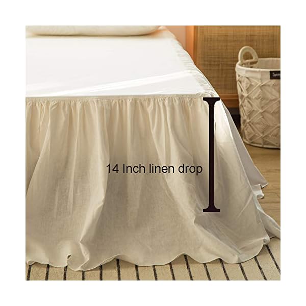   SimpleOpulence-Belgian-Linen-Bed-Skirt-with-Classic-14-inch-Tailored-Drop-Dust-Ruffle-Easy-Fit-Breathable-Premium-Natural-Flax-Pleated-White-Queen