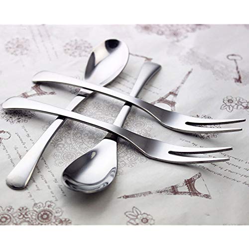 Vanra 5In 4-Piece Flatware Set Silver Stainless Steel 2 Forks And 2 Spoons Set Salad Fork Teaspoon Cocktail Fork Coffee Spoon Serving Spoon Appetizer Fork #TOP4