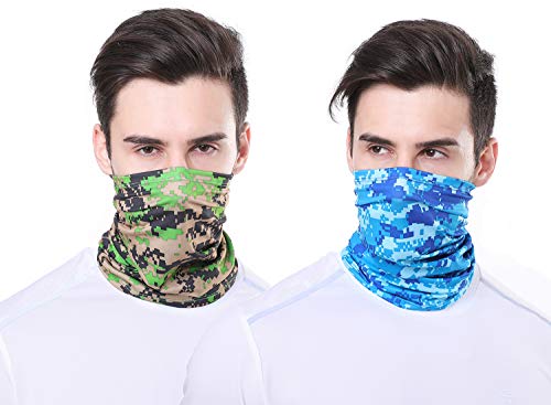 CHICONN 2Pack Blue Army Green Camouflage Fishing Ski Face Mask Rave Camo Neck