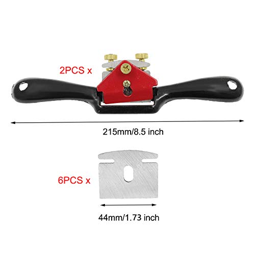 Bonsicoky 2Pcs 8.5" Adjustable SpokeShave with Flat Base and 5 Pcs 2" Replacement Blades, Metal Manual Planers, Woodworking Hand Tools For Craft, Wood Craver - Image 4