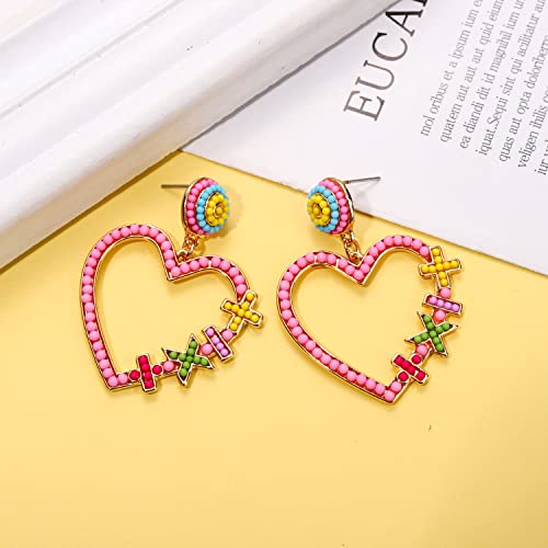 Teacher Earrings for Women Beaded Heart Math Dangle Earrings Back to School Jewelry Gifts for Teacher2