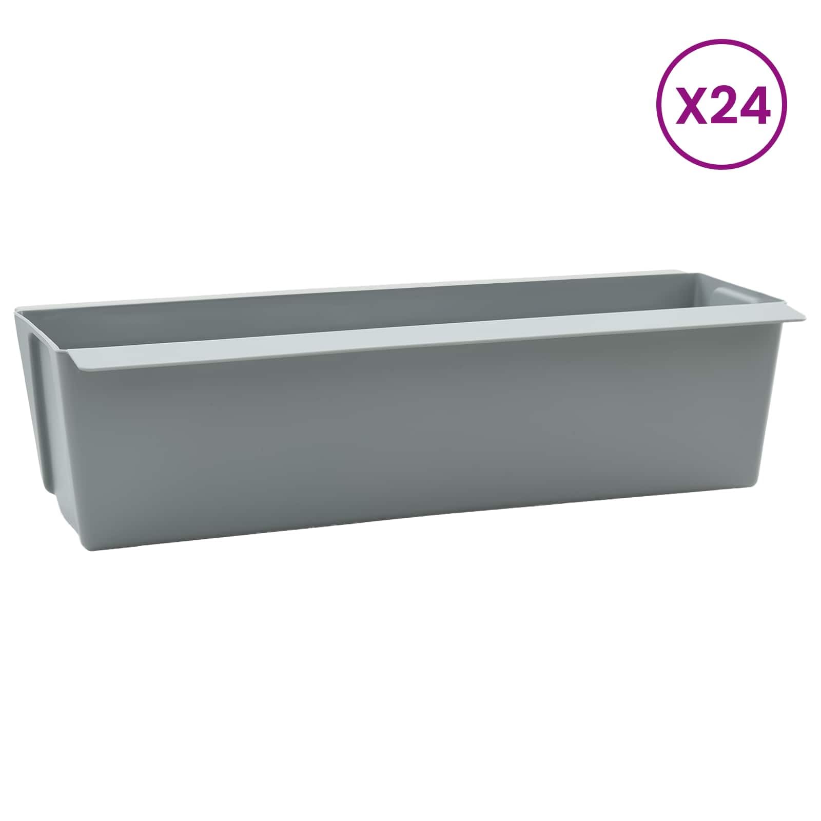 Cajas de flores para palés europeos, 24 unidades, gris claro, 36 x 13,5 x 9,5 cm