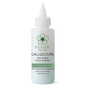 Fleur De Spa Callus Cure Fast-Acting Callus Softener Professional Grade Gel Formula Botanical-Infused with Shea Butter, Vetiver & Mango Extract Made in California, Cruelty-Free