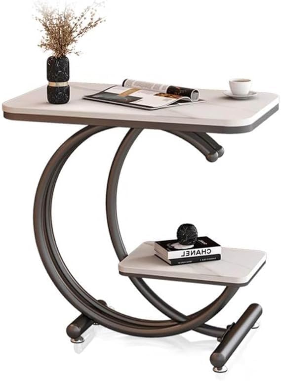 Image of Coffee Table for Living Room End Table Beside Table with Metal Legs Small Accent Tables Snack Table Nightstand for Multipurpose Square Tables (Black White)