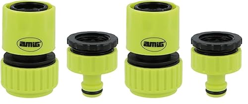 Amig - Kit de Conectores para Manguera | 2 Componentes | Empalme Rápido de 3/4 y Adaptador Reductor para Grifo de 3/4 | Accesorios Ideales para Jardinería | Plástico ABS | Verde Pistacho