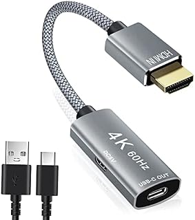 Adapter kabla HDMI męski na USB-C żeński z kablem zasilającym micro USB, wejście HDMI na konwerter wyjściowy USB typu C 3.1, adapter 4K 60Hz Thunderbolt 3 do nowego MacBooka Pro, Mac Air, Microsoft Surface