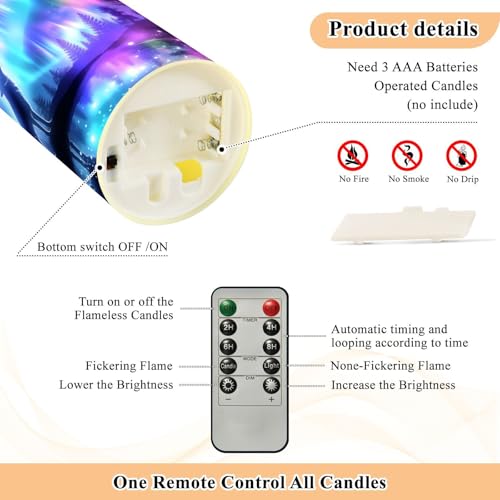 Velas sin llama Aurora Borealis Wolf de diseño nórdico con luces LED parpadeantes 4