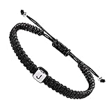 SUMMER LOVE Initial Bracelets for Couples Women Men Initial Charm Handmade Rope Braided Letter Bracelet for Teens Adjustable Jewelry Christmas Gifts for Him Her (J)