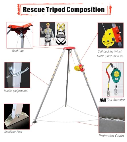 Treppiede retrattile per spazi ristretti, treppiede per sollevamento fogne, kit di staffe stabilizzanti per soccorso antincendio e sicurezza stradale, ideale per pozzi e gallerie