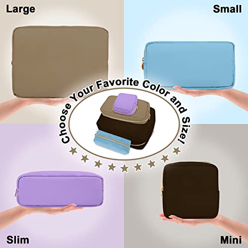 Nylon Mini Makeup Bag For Purse, Preppy Small Cute Makeup Bag Cosmetic Zipper Pouch Purse, Waterproof Travel Coin Pouch Sanitary Napkin Storage Bag Clutch Makeup Organizer Pouch For Women(Brown) #TOP7