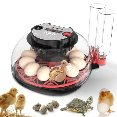 HOWOOIUA Incubators for Hatching Eggs Automatic Egg Incubator with Temperature Control Humidity Display 12 Egg Capacity for Chicken Duck Goose Eggs Digital Display Auto Turner 360° View