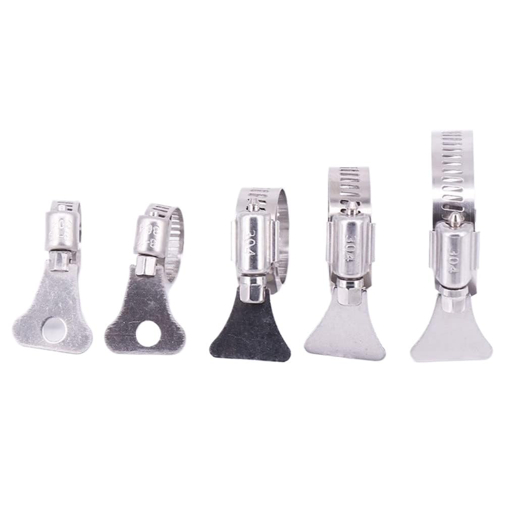 Clips Duct Clamps 5 Pcs Stainless Steel 304 Worm Drive Hose Clamps Multiple Sizes(27-51mm)