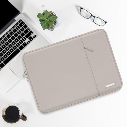 Image of MOSISO Laptop Case 13.3 inch, 13-13.3 inch Laptop Sleeve Compatible with MacBook Air /Pro 13 /Pro 14 M5 M4 M3 M2 M1, HP Dell ASUS Lenovo,Polyester Vertical Computer Sleeve Bag with Pocket,Stone Gray