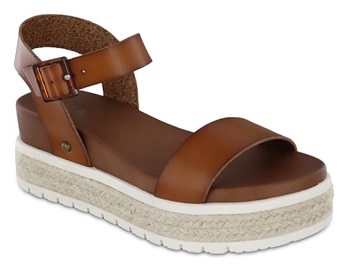 MIA Shoes Kiera Womens Platform Sandals, Espadrille Raffia Sole