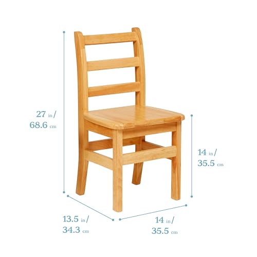 Image of ECR4Kids Three Rung Ladderback Chair, 14in Seat Height, Classroom Seating, Honey, 2-Pack
