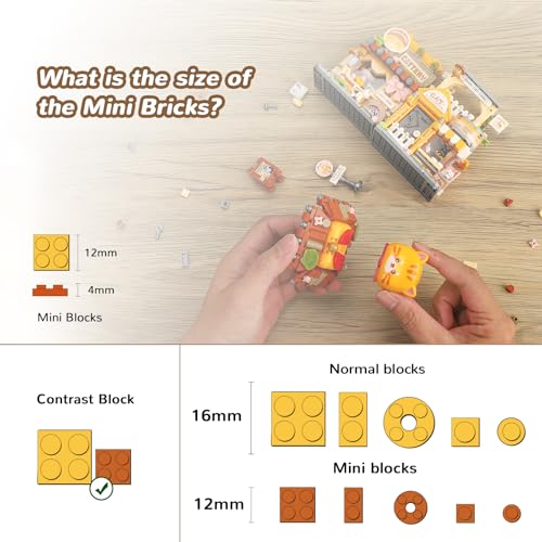 Image of Street View Cute Cat Shop Mini Building Blocks, MOC Creative Building Toys Cute Animals Building Set for Girls 6-12, Simulation Architecture Construction Toy, Gift Idea for Kids Adults (917 PCS)