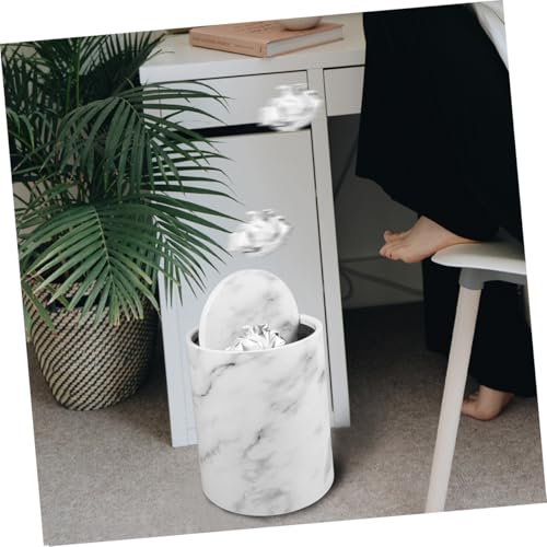 Poubelle marbrée ronde 10L avec couvercle Cabilock en plastique - 6