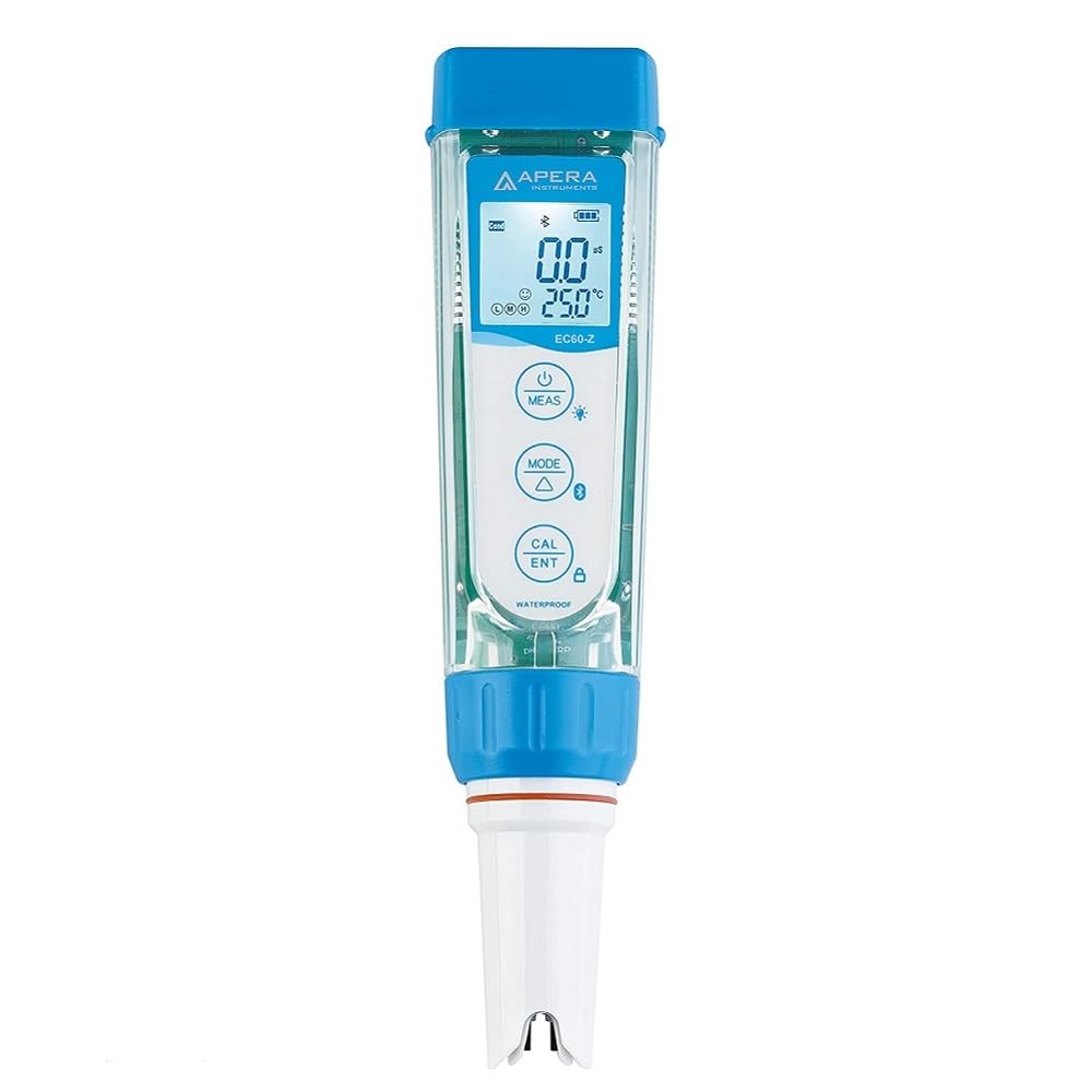 Apera Instruments EC60-Z - Medidor de conductividad inteligente (compatible con la aplicación móvil ZenTest) - Rango de medición de conductividad: 0 a 20 mS/cm