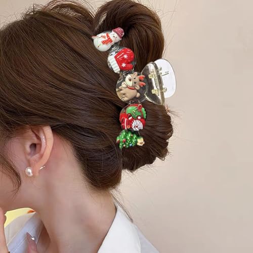 Pinza de cabello navideña de acrílico con diseño festivo miniatura 2