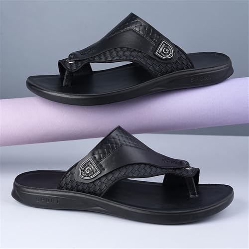 Men's Fashion Flip Flops Leather Slides Open Toe Comfort Casual Outdoor Slippers Summer Fisherman Slip On Sandals for Men3