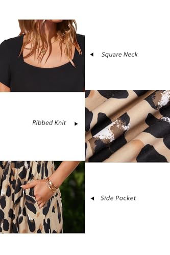 Image of Newshows Women's 2026 Summer Casual Square Neck Ruffle A Line Beach Vacation Sundress Work Business Dress with Pockets