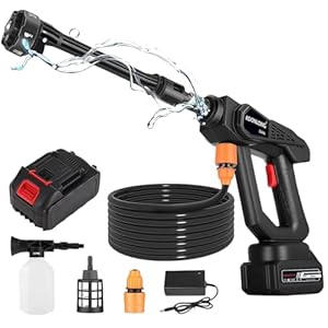 Cordless Pressure Washer,Pressure Washers,Portable Power Washer with 4000mAh Battery and Charger,6-in-1 Nozzle,5 m Hose, Foam Sprayer,Jet Washer for Car/Floor/Garden Cleaning & Watering