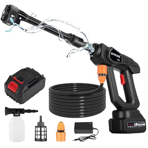 Cordless Pressure Washer, ressure Washers, ortable Power Washer with 4000mAh Battery and Charger, -in-1 Nozzle,  m Hose, Foam Sprayer, et Washer for Car/Floor/Garden Cleaning & Watering