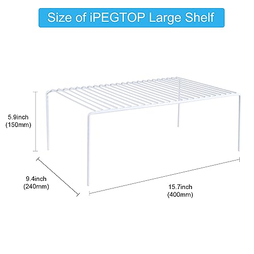 iPEGTOP Large (15.7 x 9.4 Inch) Kitchen Freezer Cabinet Storage Shelf, Set of 4 Rustproof Metal Wire Shelves Spice Shelf Rack Cupboard Organizer for Fridge Pantries Countertops Utensils, White