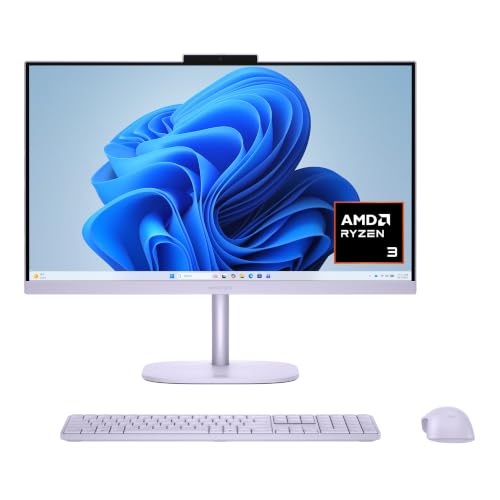 Image of HP OmniStudio 23.8 inch All-in-One Desktop PC, FHD Touchscreen, AMD Ryzen AI 3 30, 8 GB RAM, 512 GB SSD, AMD Radeon Graphics, Windows 11 Home, Amethyst Haze, 24-cv0450 (2026)