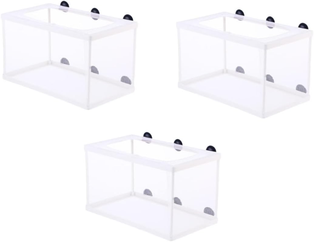 Sosoport 3Pcs Aquarium Fish Breeding Net Hatchery Box with Suction Cups for Fish Breeding Divider and Incubation Aquariums
