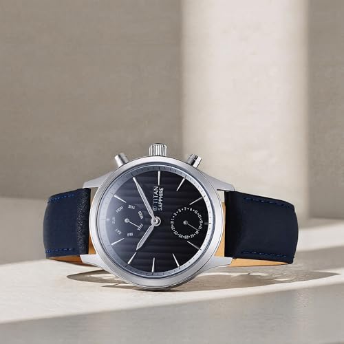Image of Titan Sapphire Quartz Multifunction Grey Dial Blue Leather Strap Watch for Men - NT1874SL02