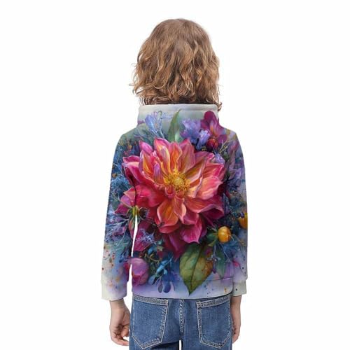 Sweat à capuche imprimé fleurs : le cadeau idéal pour un enfant de 10 à 12 ans - 4