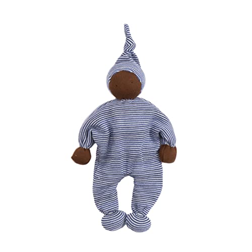 Image of Under The Nile Organic Cotton Black Baby Buddy - Blue and White Stripe