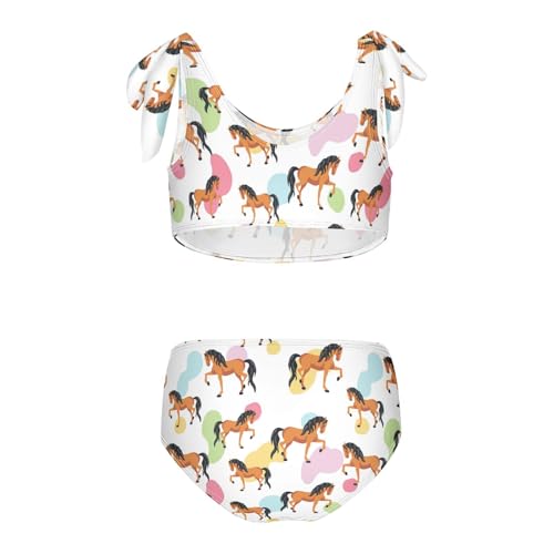 Wusikd Horses Girls Swimsuits Two Piece Color Swimwear Bikini Set for for Girls Size 7-8T Multi2