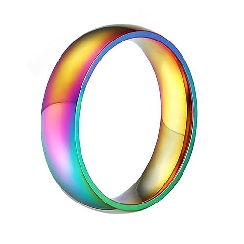 NUOBESTY Farbwechselnder Regenbogenring Titanstahl Stylischer Damenring für Wasserfest und Elegant als für Freunde und Familie