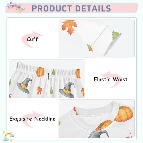 Pajama Sets Long Sleeve Halloween Witch Hat and Cat Soft Comfy Sleepwear 2 Piece PJS 3-8T4