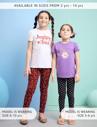 Image of Amazon Brand - Symbol Girl's Cotton Jersey Stretchable Leggings | Ankle Length | Aged 2-14 Years