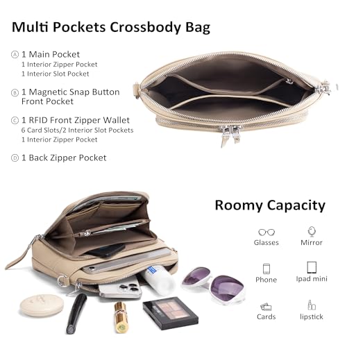 Image of befen Genuine Leather Crossbody Purses for Women, Women's Small Crossbody Shoulder Bag with Built in RFID Wallet
