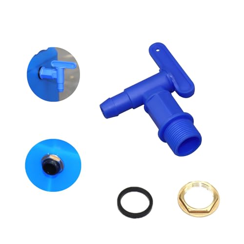 TOPWAYS Water Butt Tap, 3/4BSP Plastic Snap Fit Hosepipe Rain Barrel Tap Water Butts for IBC Tank Rain Water Collection Barrel Garden Water Connectors with Brass nut (Blue Tap)