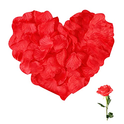 Gvolatee 2000 Piezas Petalos de Rosa Artificiales Rojo, Pétalos de Flores de Seda Falsos Confeti...