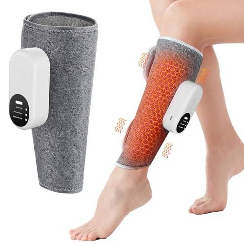 Masajeador de Piernas, Masajeador de Pantorrillas Inalámbrico con 3 Modos y 3 Intensidades, Masaje Máquina de Presión Caliente para Piernas Cansadas y Doloridas Muscular, Tamaño Ajustable Y Recargable