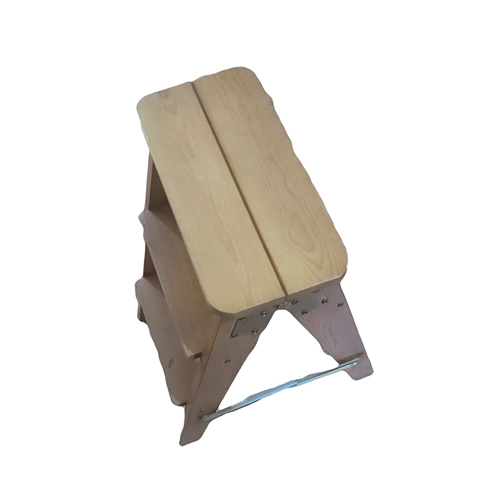 Tabouret échelle en chêne massif de 60cm de hauteur couleur B