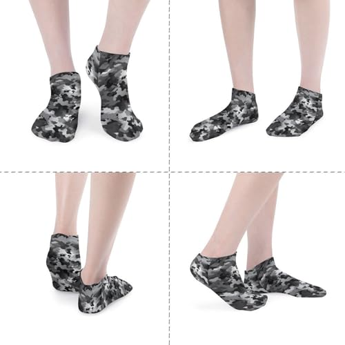 Black White Gray Camouflage No Show Sock for Men Women Low Cut Athletic Running Socks Wicking Odor Resist Socks 5 Pairs4