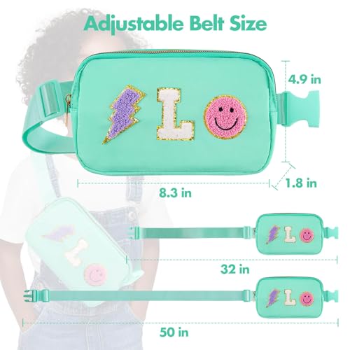 Image of PainZieteg Fanny Pack for Girls Chenille Letter Belt Bag Crossbody for Kids | Preppy Nylon, Waterproof, Gold-Plated Zipper, Adjustable Strap, Birthday Christmas Easter Gifts for 4-13 Year Old Teen Girls