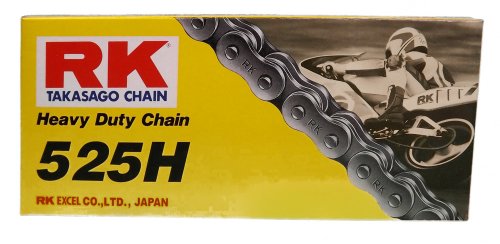 RK Racing Chain M525HD-120 (525 Series) Steel 120 Link Standard Non O-Ring Chain with Connecting Link