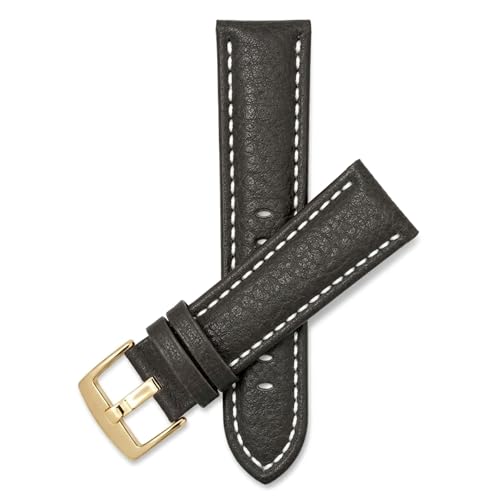 Image of Bandini Mens XL Extra Long Leather Watch Band or Regular Strap, Classic or Buffalo Pattern - 4 Colors, With or Without Stitch - 18mm 20mm 22mm 24mm 26mm 28mm 30mm Leather Watch Band for Men