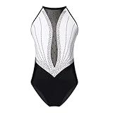 zdxrz vestito da pattinaggio artistico su ghiaccio, body da ginnastica bianco e nero con strass, costume da ballo for bambine e donne(l)